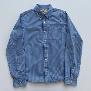 Hollister Shirt Men’s XL Blue White Striped Button Up Long Sleeve